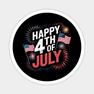 Happy 4th Of July Patriotic American US Flag 4th Of July Magnet